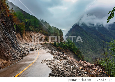 Landslide due to heavy rain 123815248