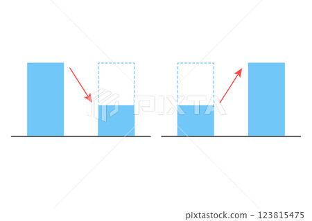 Illustration of a decreasing and increasing bar graph 123815475