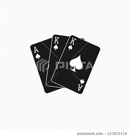 Classic Blackjack Hand with Spade Cards in Minimalist Style 123815519