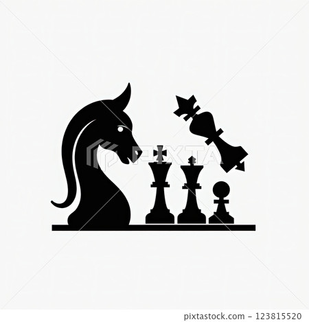 Dramatic Chess Checkmate Scene in Bold Black and White Contrast Dramatic Chess Checkmate Scene in Bold Black and White Contrast 123815520