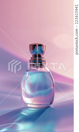 Blank bottle glass perfume cosmetic branding product story background 123815941