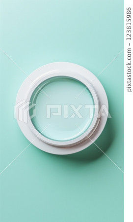 Flat lay jar cream skin care soft blue isolated background 123815986