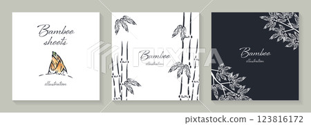 Hand-drawn bamboo and bamboo shoots illustration set_1 123816172