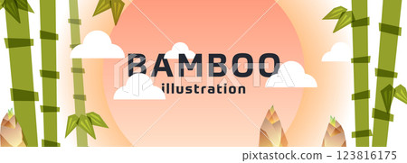 竹子、太陽和竹筍的背景插圖 123816175