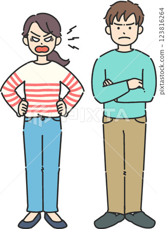 憤怒的年輕男女全身插畫 123816264