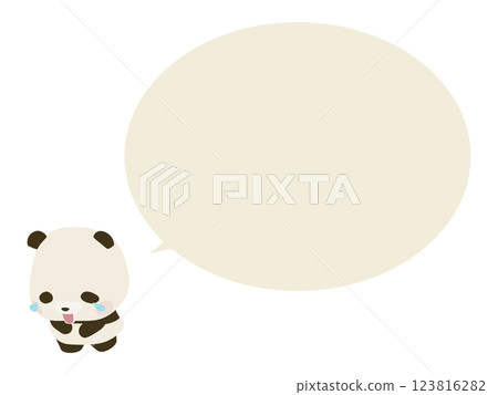 Laughing baby panda with speech bubble 123816282