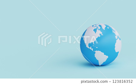 3d Earth world map illustration globe. 3d render illustration. 123816352