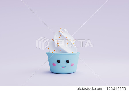 Cute sweet ice cream. 3d render Cute sweet ice cream. 3d render 123816353