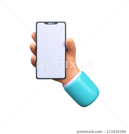 3d hand holding a smartphone 123816380