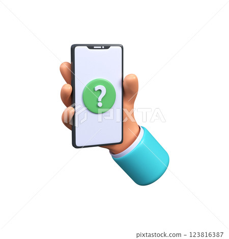 3d Mobile phone with Question mark  123816387