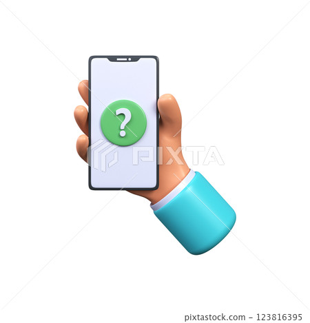 3d Phone in hand with a question mark 123816395