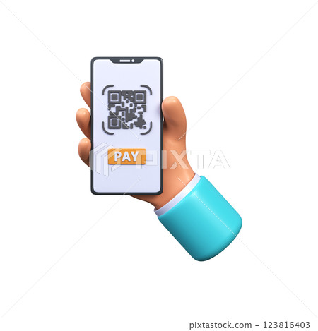 Scanning a QR code on a smartphone. QR code for payment. Scanning a QR code on a smartphone. QR code for payment. 123816403