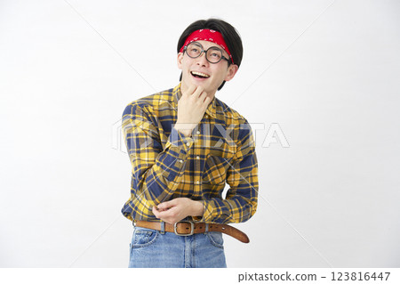 秋葉原男性，想像，白色背景 123816447