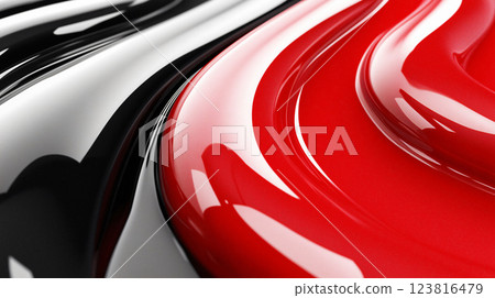 Abstract red and black liquid waves create dynamic and glossy background. ai generative 123816479