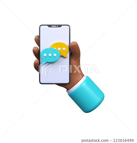 Online chat. Messaging with phone, 3d render 123816499