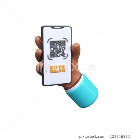 The mobile phone scans the QR code. 3d render 123816523