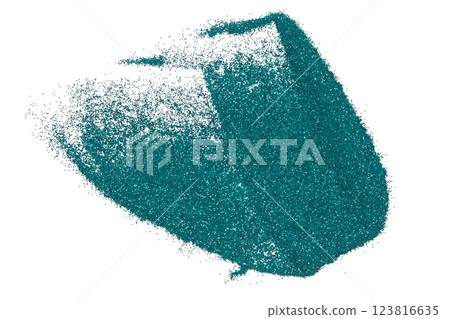 Green glitter powder isolated on transparent background 123816635