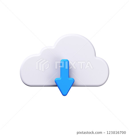 3D loading icon. Cloud symbol with down sign 3D loading icon. Cloud symbol with down sign 123816700