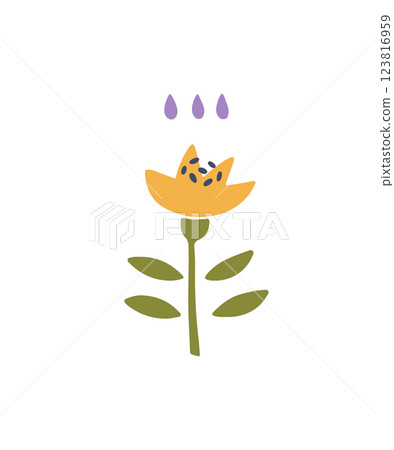 Simple abstract flower, modern floral art 123816959