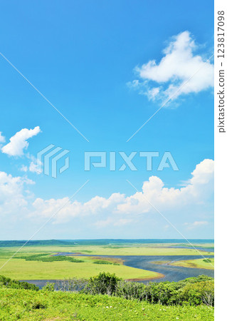 北海道夏季藍天和Kiritappu濕地 123817098