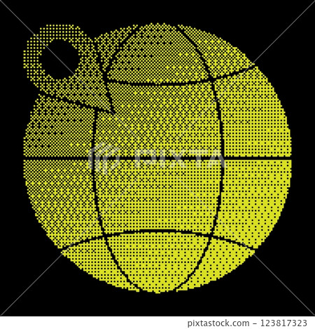 Pixel GPS point silhouette icon. Globe with checkpoint mark. Navigation on map using GPS system. Simple black and yellow vector isolated on black Pixel GPS point silhouette icon. Globe with checkpoint mark. Navigation on map using GPS system. Simple black and yellow vector isolated on black 123817323