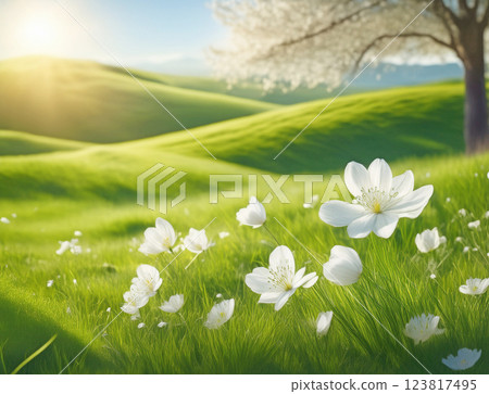 Bright spring landscape 123817495