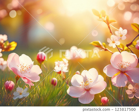 明媚的春天風景 123817500