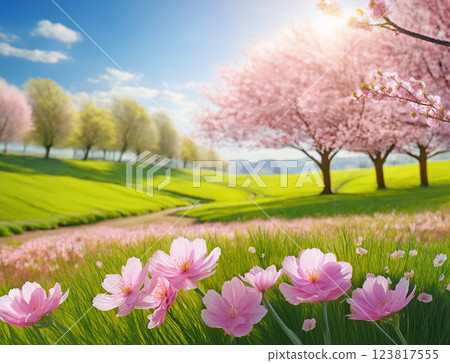 Bright spring landscape 123817555