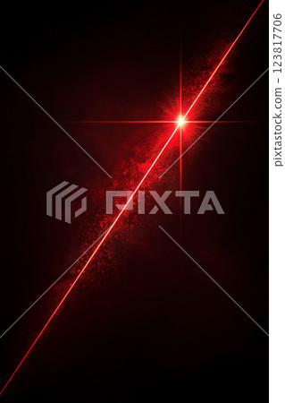 黑色背景上發光的紅色激光 黑色背景上發光的紅色激光 123817706