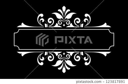 Vintage black and white element. Graphic vector design. Damask graphic ornament. Vintage black and white element. Graphic vector design. Damask graphic ornament. 123817891