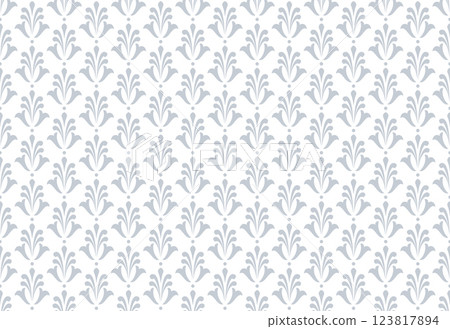 Flower geometric pattern. Seamless vector background. White and gray ornament Flower geometric pattern. Seamless vector background. White and gray ornament 123817894