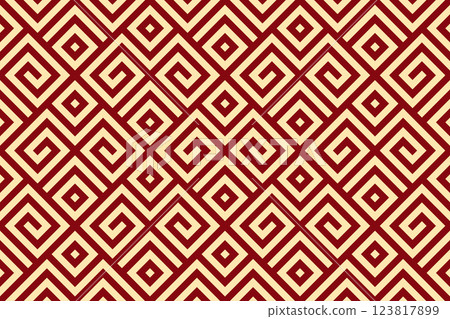 Abstract geometric pattern. A seamless vector background. Golden and red ornament. Graphic modern pattern. Simple lattice graphic design 123817899