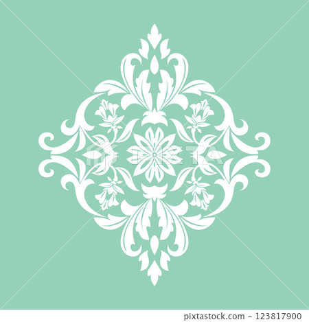 Damask graphic ornament. Floral design element. Green and white vector pattern Damask graphic ornament. Floral design element. Green and white vector pattern 123817900