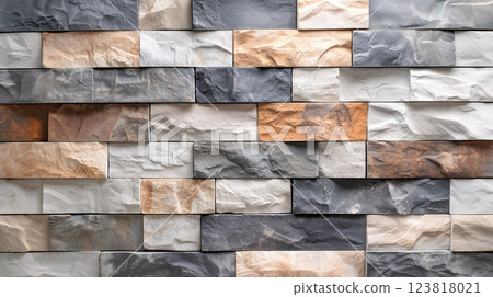 Stone wall with varied textures and colors ai generative 123818021