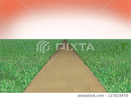 日落時分的田野和道路的照片 日落時分的田野和道路的照片 123818438