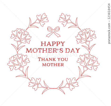 Mother's Day logo heart carnation frame line drawing 123818454