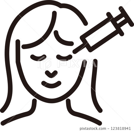 Cosmetic medicine, cosmetic surgery, person, woman, line icon, line, pictogram, design, illustration, material 123818941