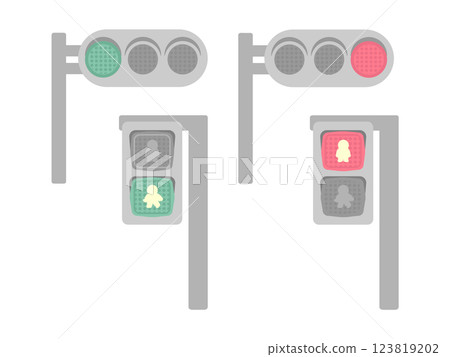 Traffic lights, pedestrian traffic lights, illustration set (red light, green light) 123819202
