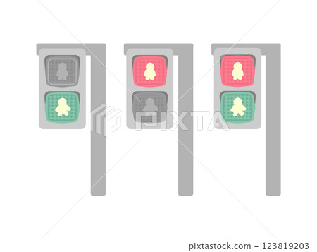 Pedestrian traffic light illustration set Pedestrian traffic light illustration set 123819203
