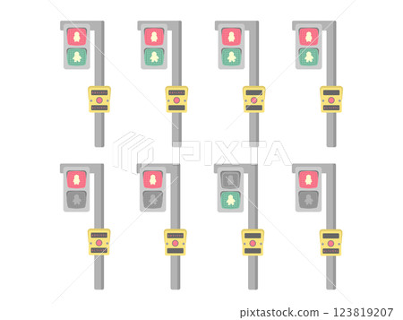 Pedestrian traffic lights, push button traffic lights, illustration set Pedestrian traffic lights, push button traffic lights, illustration set 123819207