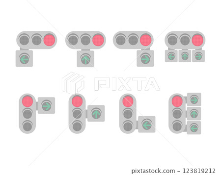 箭頭交通燈插圖集(垂直和水平) 箭頭交通燈插圖集(垂直和水平) 123819212
