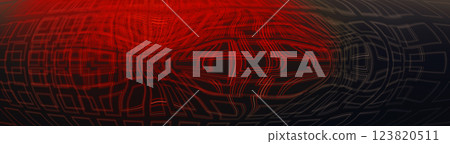 Virtual cyberspace image background banner with large wavy red and black geometric patterns 123820511