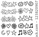 Hand-drawn cute heart and star icon set 123820907