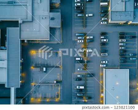 Aerial View of a Parking Lot. 123821100