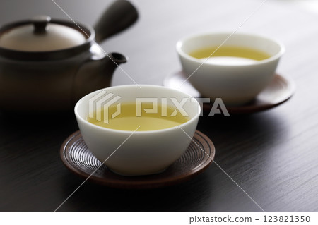 Green tea on the table 123821350