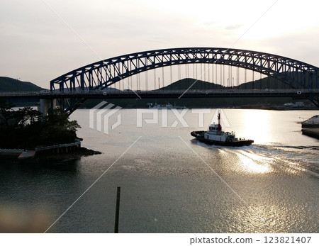 The Bridge and a ship The Bridge and a ship 123821407