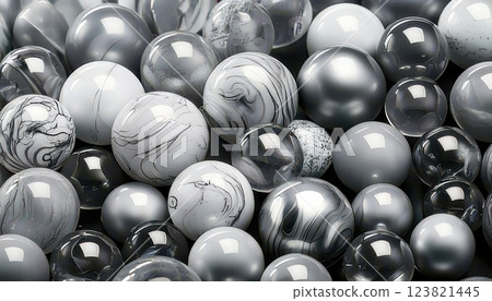 AI image: Lots of black and white marbles 123821445