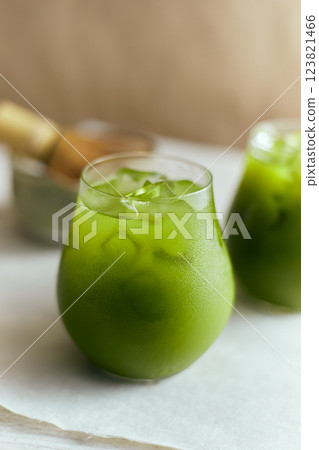 Iced pure matcha green tea Iced pure matcha green tea 123821466
