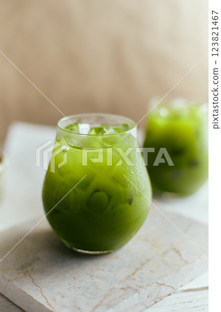 Iced pure matcha green tea 123821467