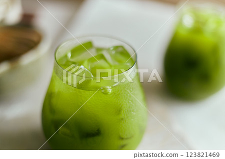 Iced pure matcha green tea 123821469